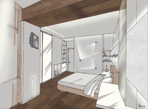 Заказать  через Интернет индивидуальный Блиц-проект интерьеров жилого пространства в г. Бангкок  . Спальня 21 м2